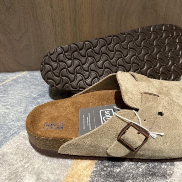 Birkenstock Boston taupe suede mule clogs - Picture 3 of 6
